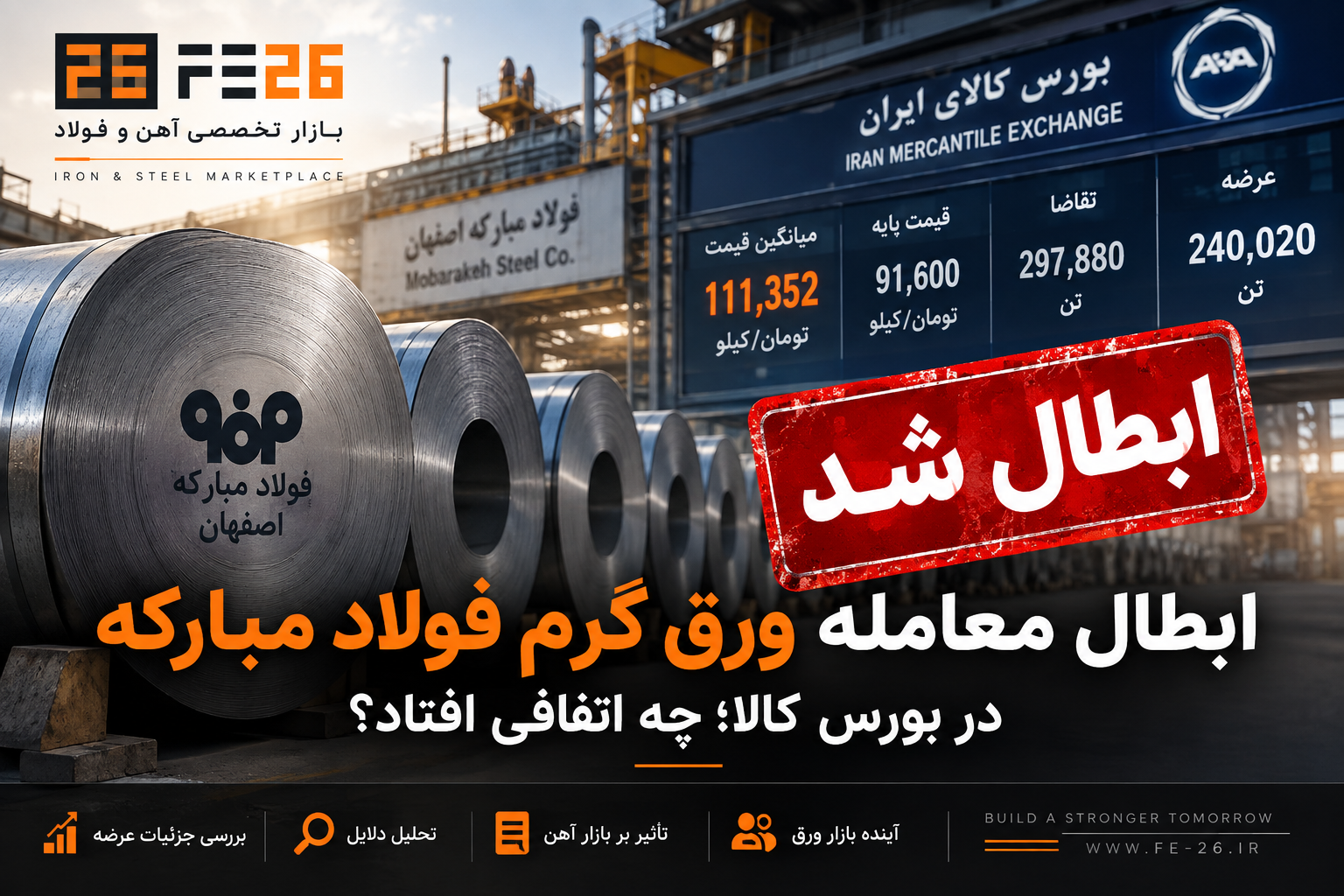 ابطال معامله ورق گرم فولاد مبارکه در بورس کالا؛ چه اتفاقی افتاد؟